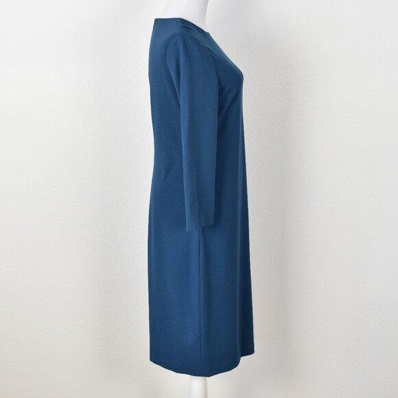Vince 3/4 Sleeve Boucle Sheath Dress Teal Blue - M - Picture 6 of 9